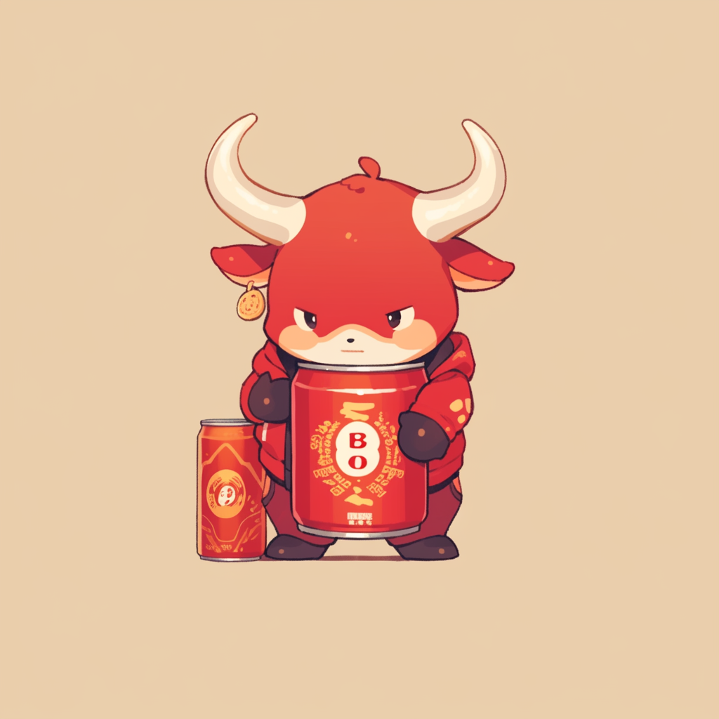 The adorable red bull mascot for a spicy hotpot brand