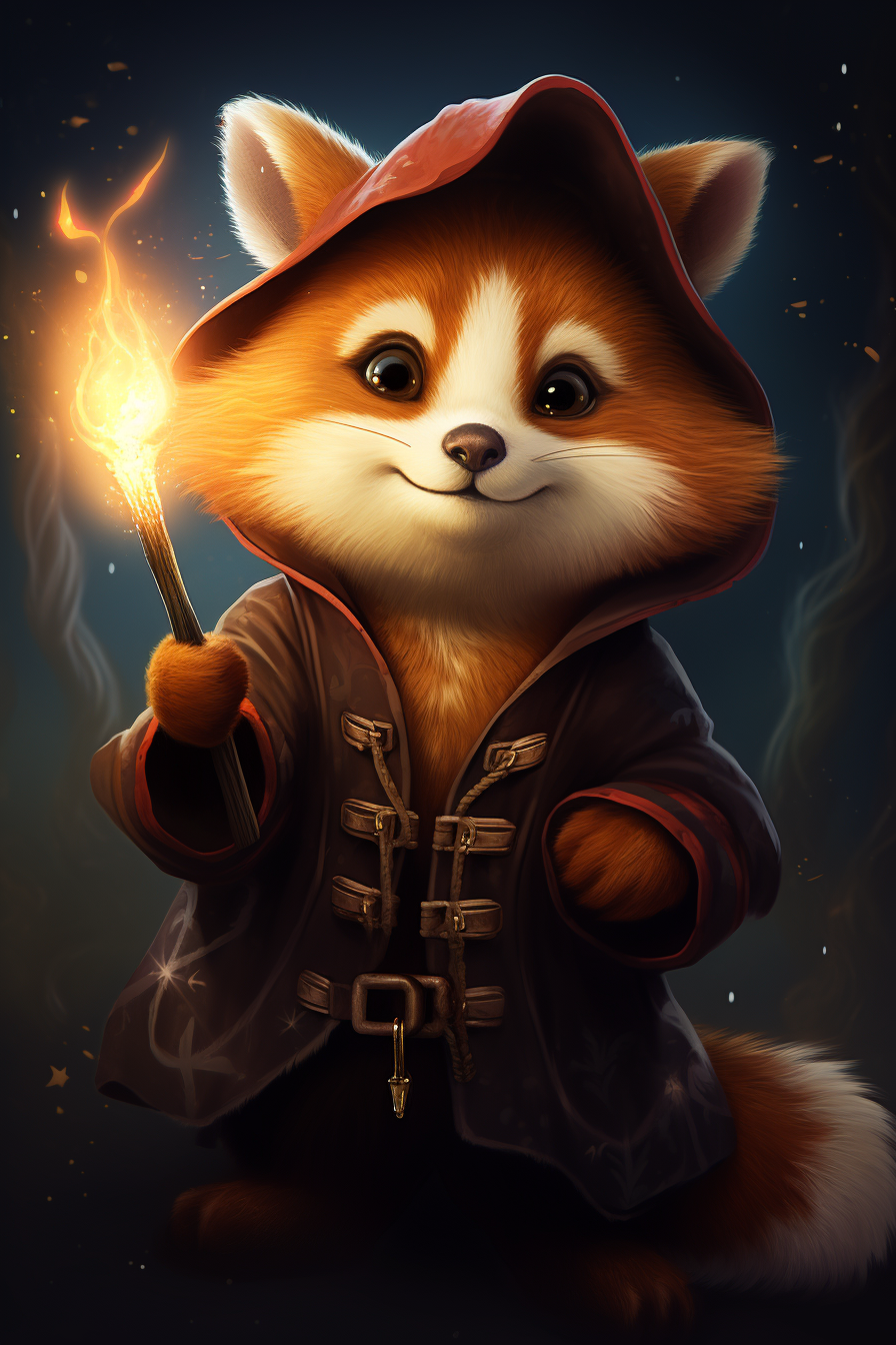 Cute red panda wizard character artwork