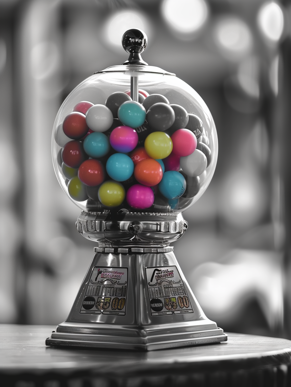 Retro Gumball Machine with Pastel Gumballs