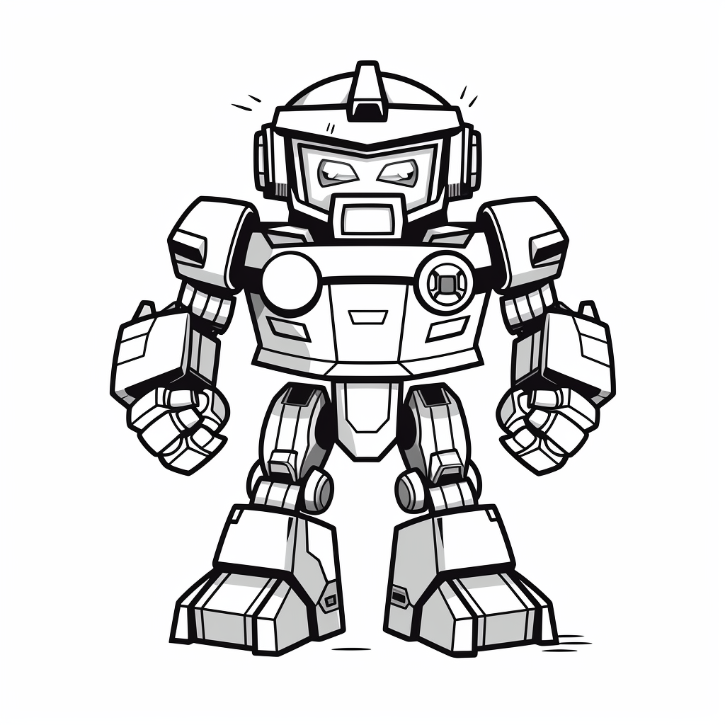 Cartoon robot illustration for coloring book