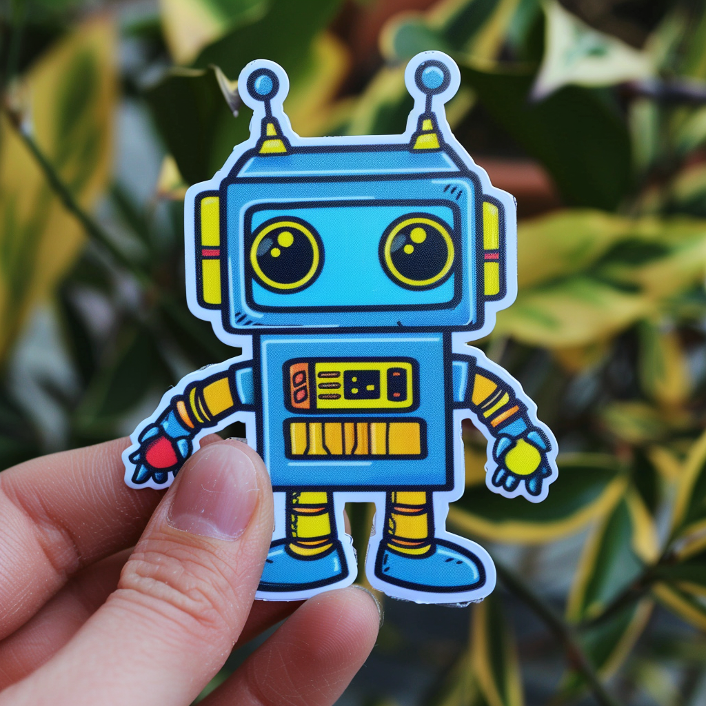 Robot sticker blue yellow design