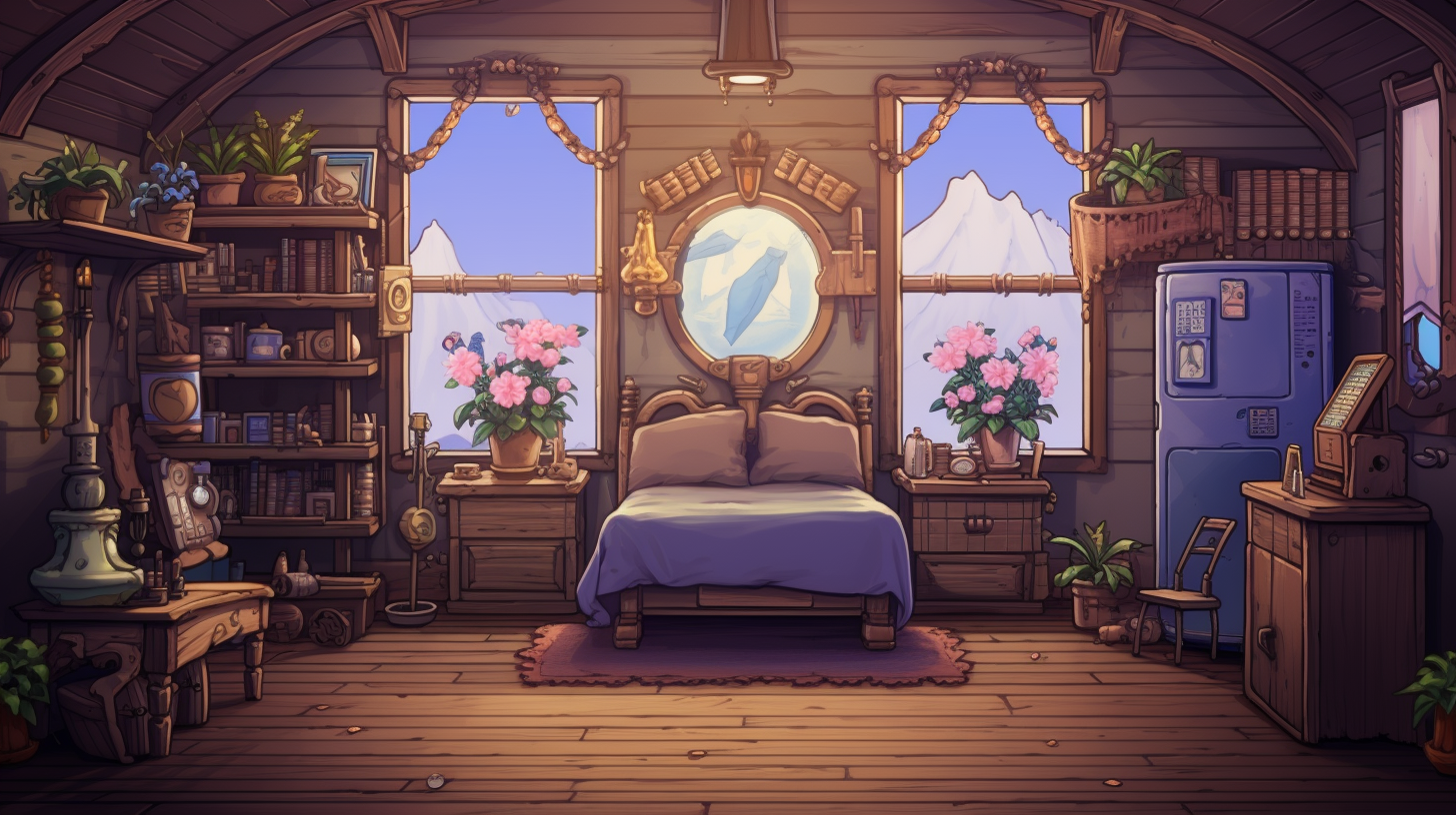 Cute room with FX chart and lotus flowers