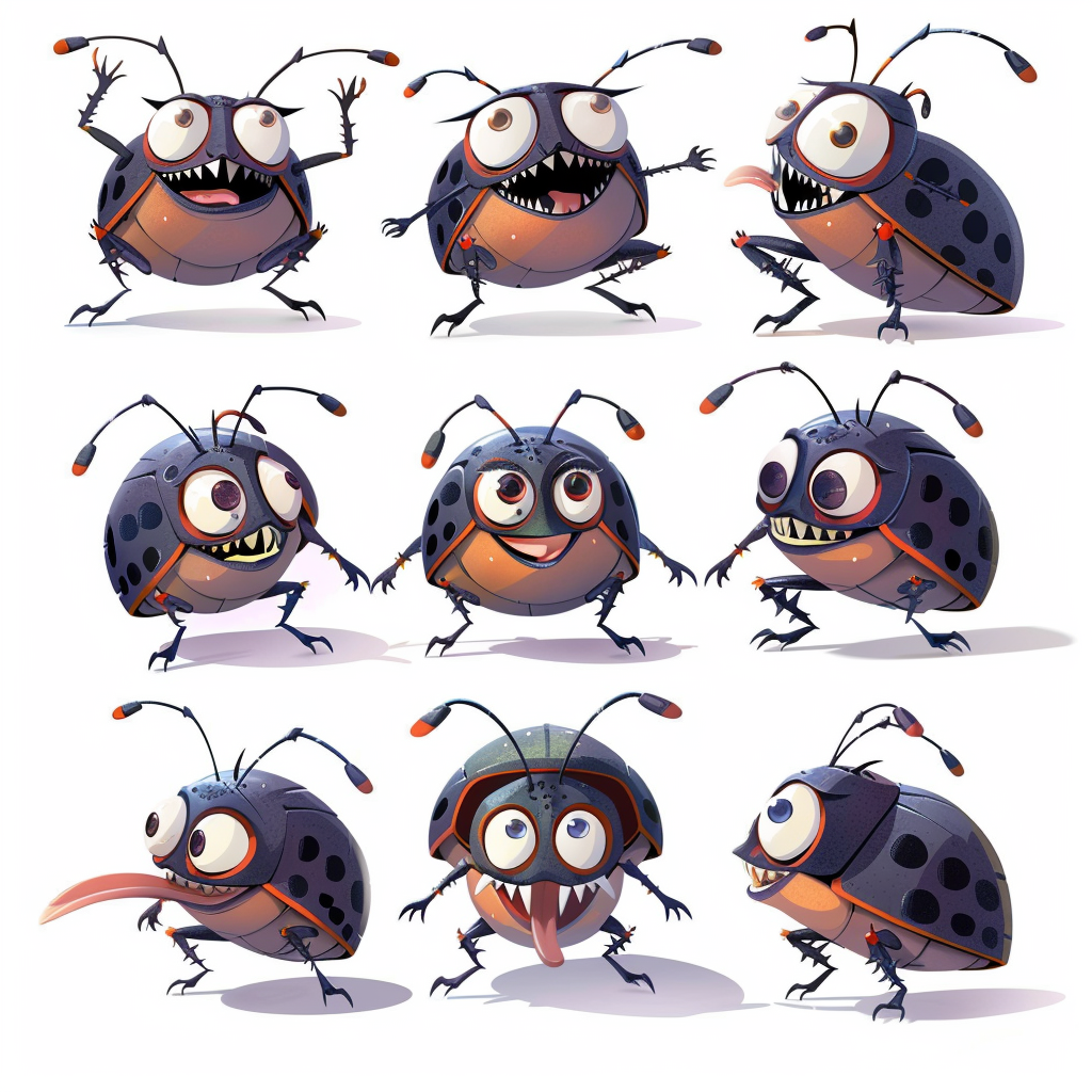 Cute bug character sheet illustration