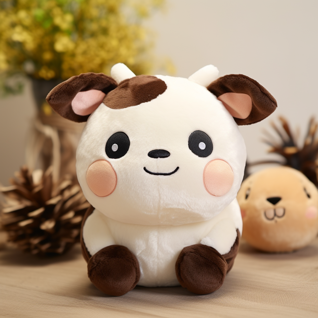 Adorable round cow plush toy