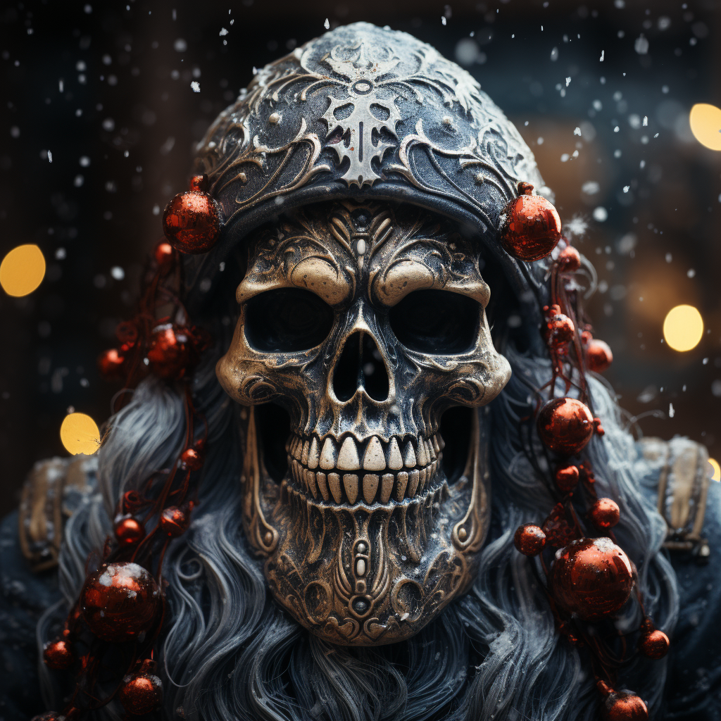 Festive Santa Skull with Snowflakes