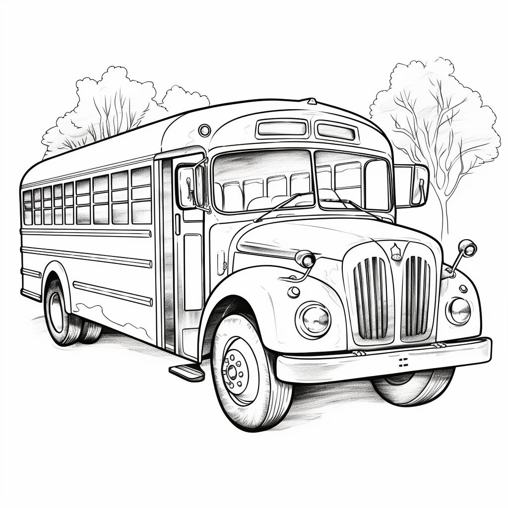 Colorful School Bus Coloring Picture