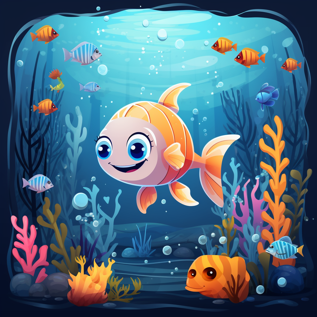 Cute sea animals in comic style