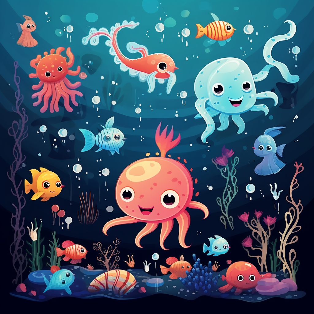 Adorable sea creatures playing together