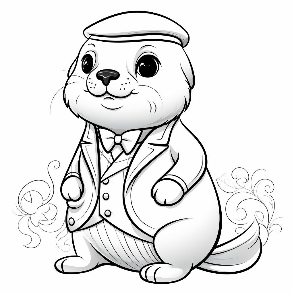 Cute seal with elegant suit