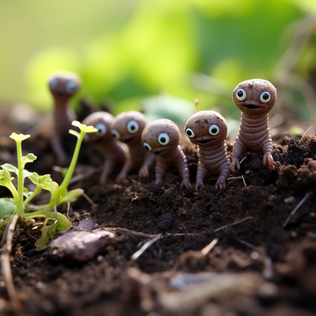 Cute caterpillars crawling in the ground