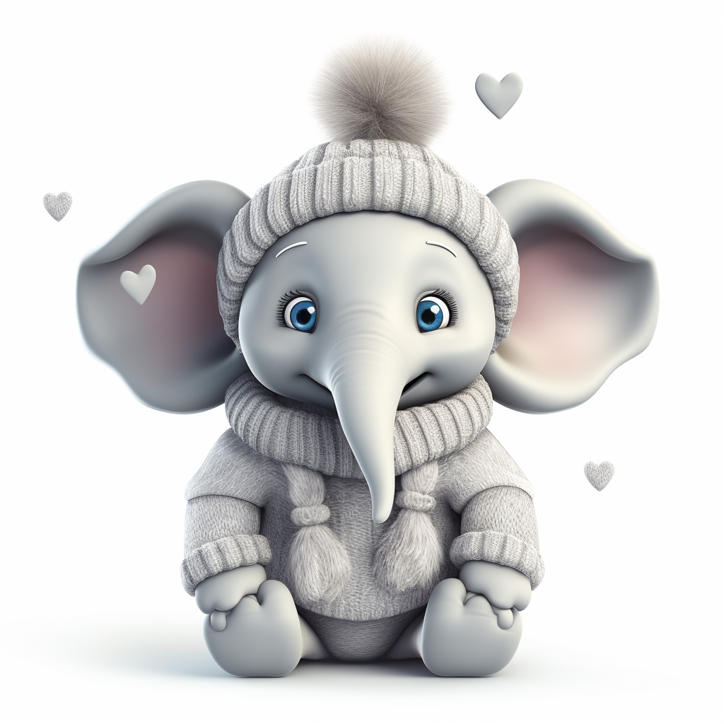 Cute elephant holding a huge heart