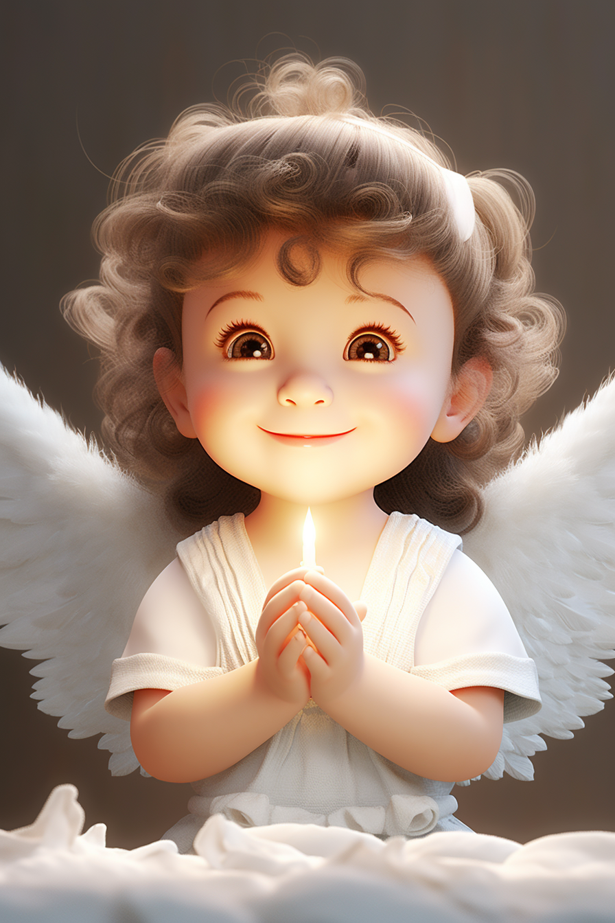 Cute smiling girl with angel wings