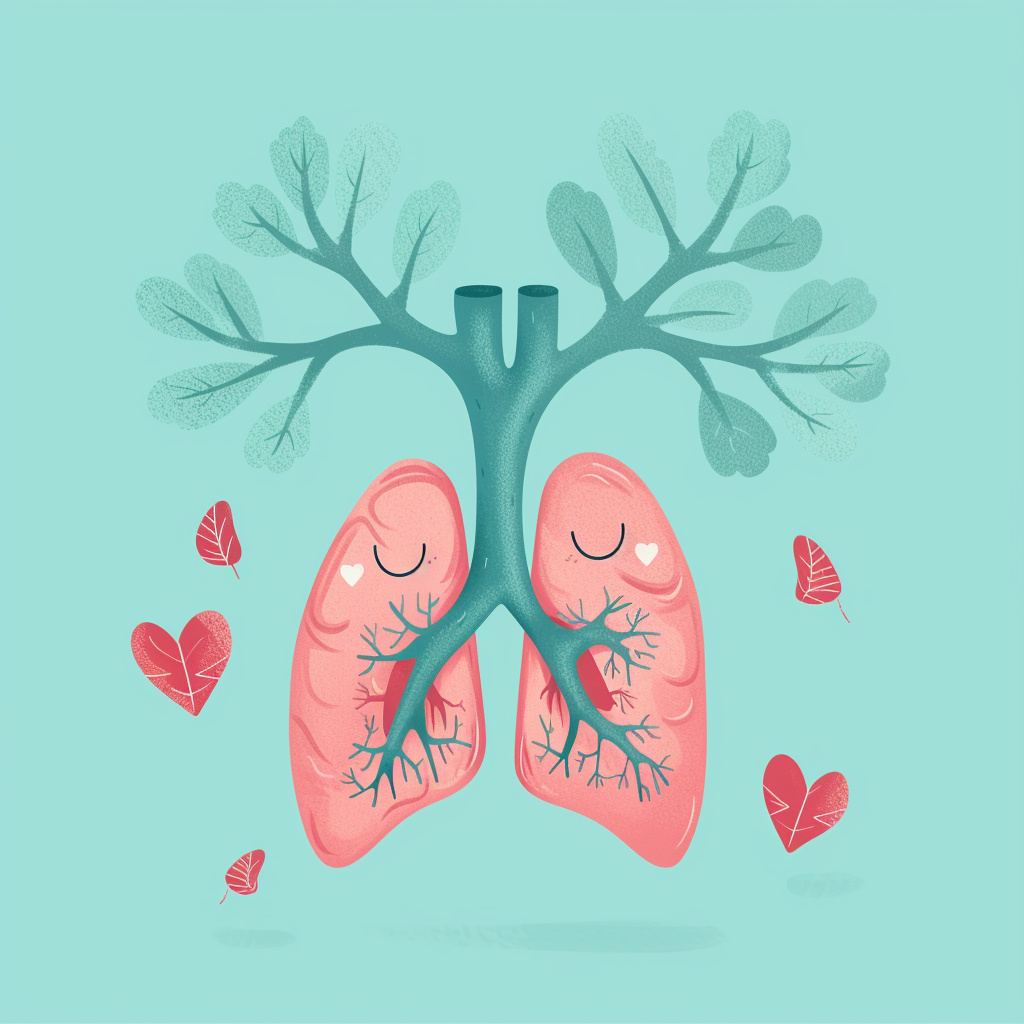 Cute smiling human lung character illustration