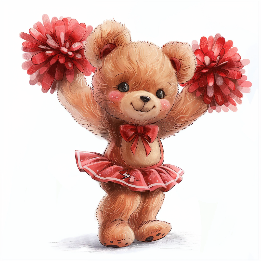 Cute cheerleader teddy bear clipart