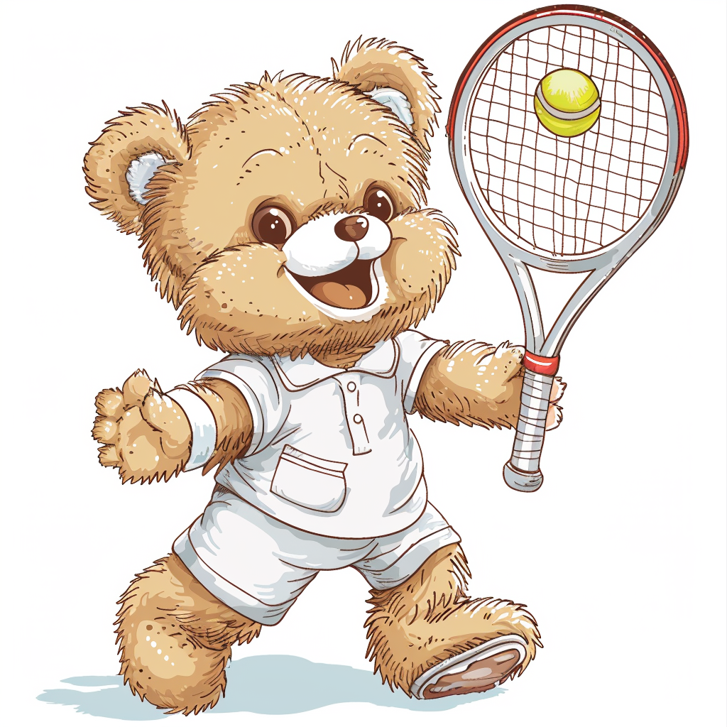 Smiling Tennis Teddy Bear Clipart