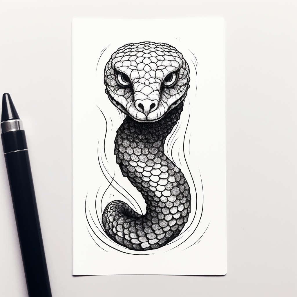 Minimalist black and white snake tattoo