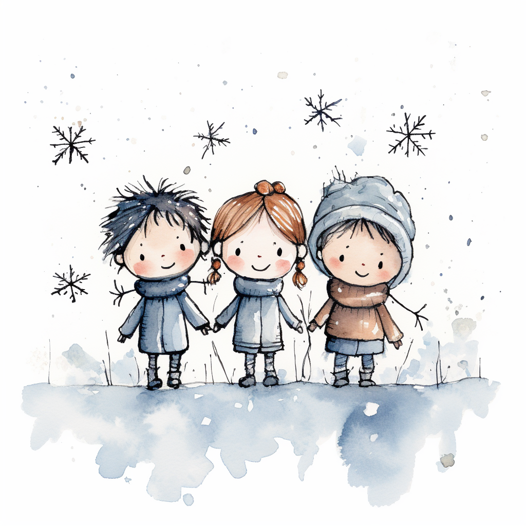 Hand-drawn illustration of cute snowflakes