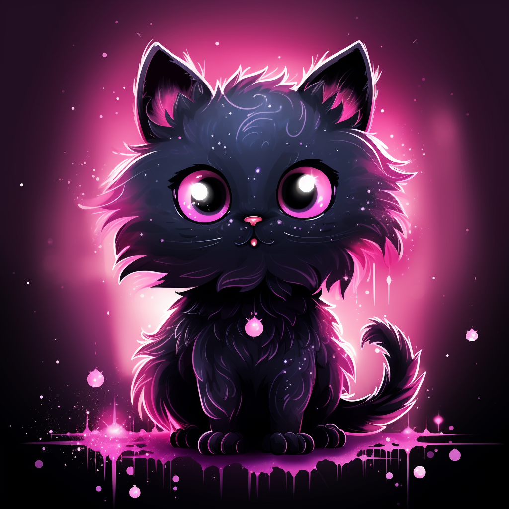 Cute spooky cat cartoon with pink sparkle