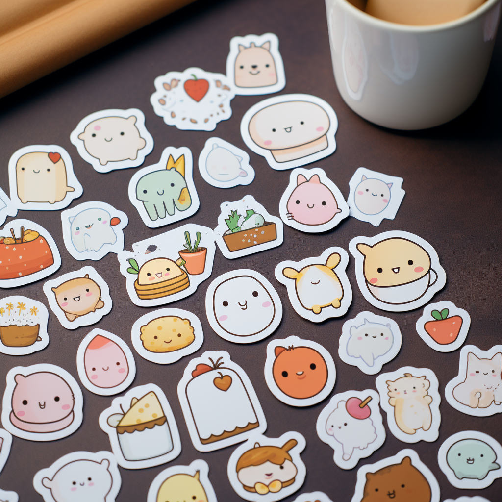 Cute stickers with white border