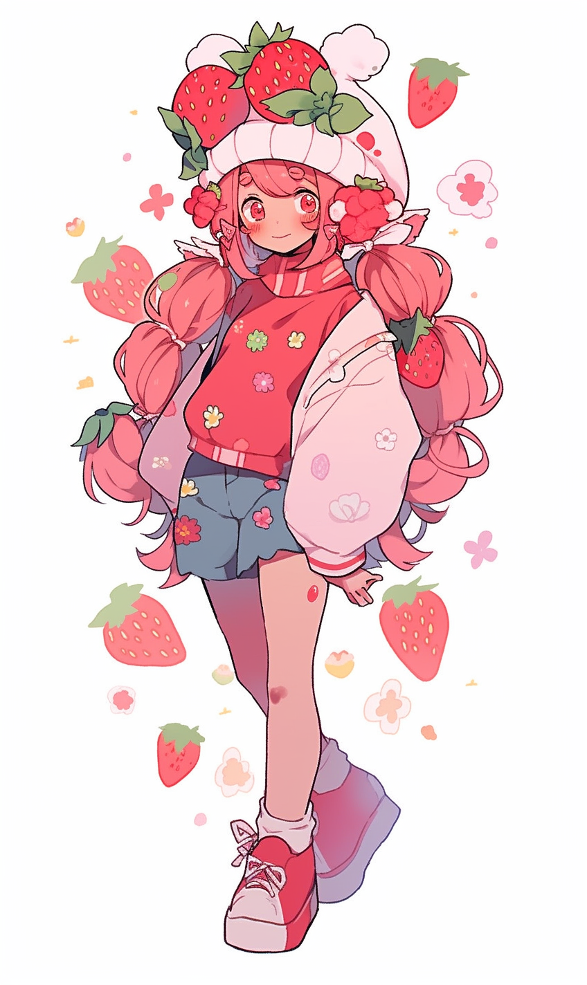 Cute Strawberry Girl in Adventure Time Style