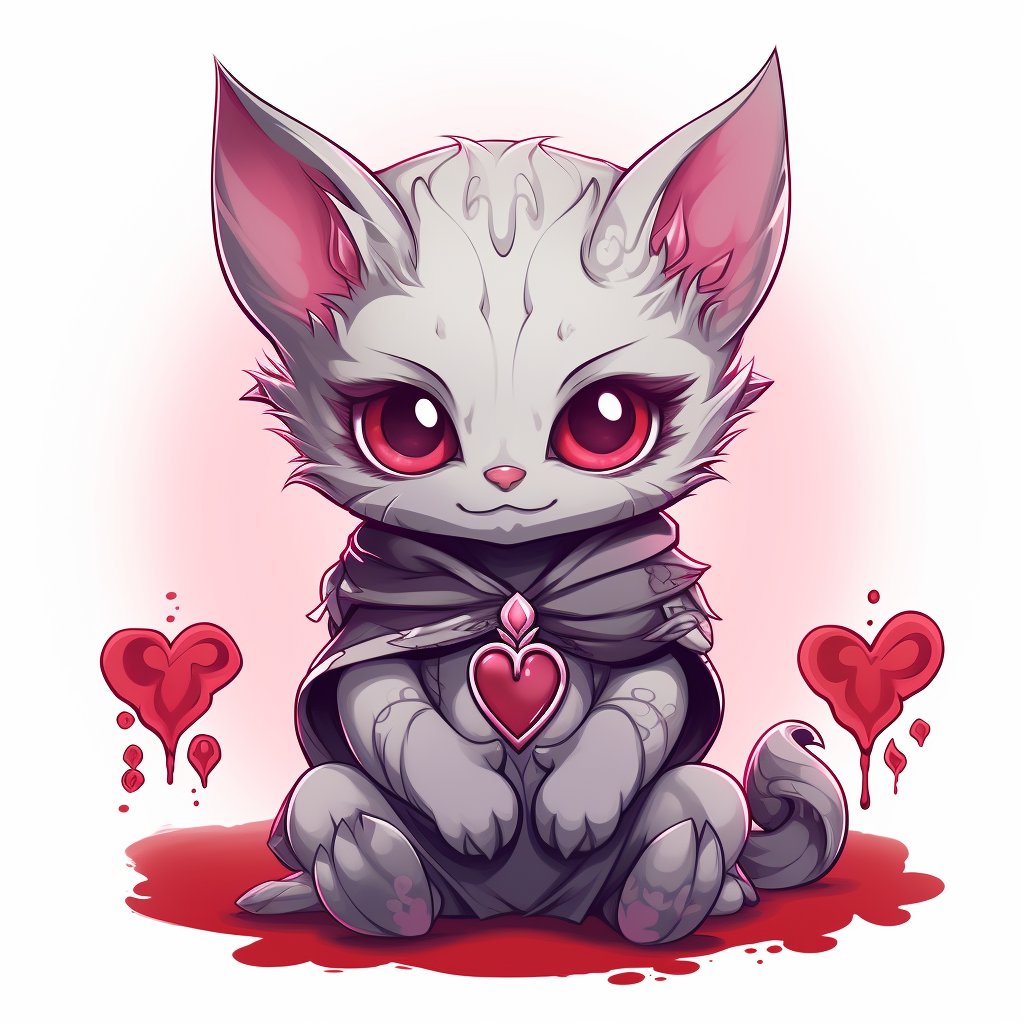 Cute Tabaxi Necromancer Valentine Kawaii Cartoon