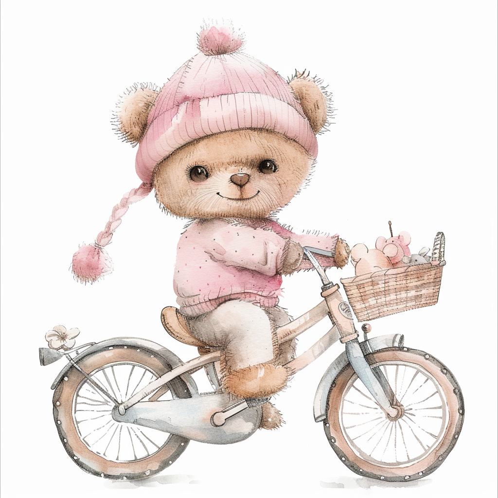 Cute Teddy Bear Bike Clipart