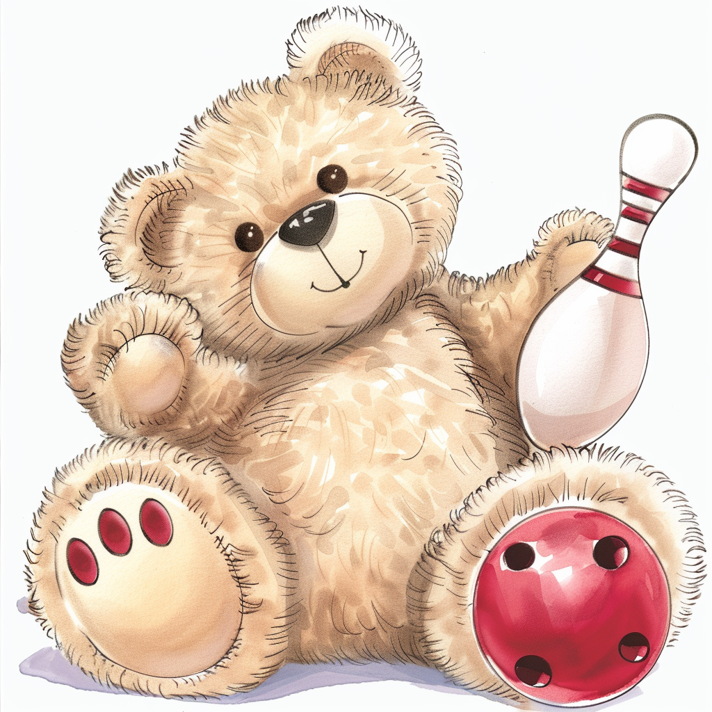 Cute Teddy Bear Bowling Clipart