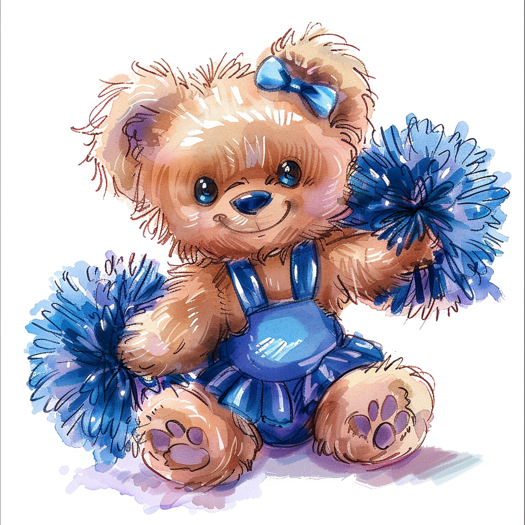 Smiling Teddy Bear Cheerleader Clipart