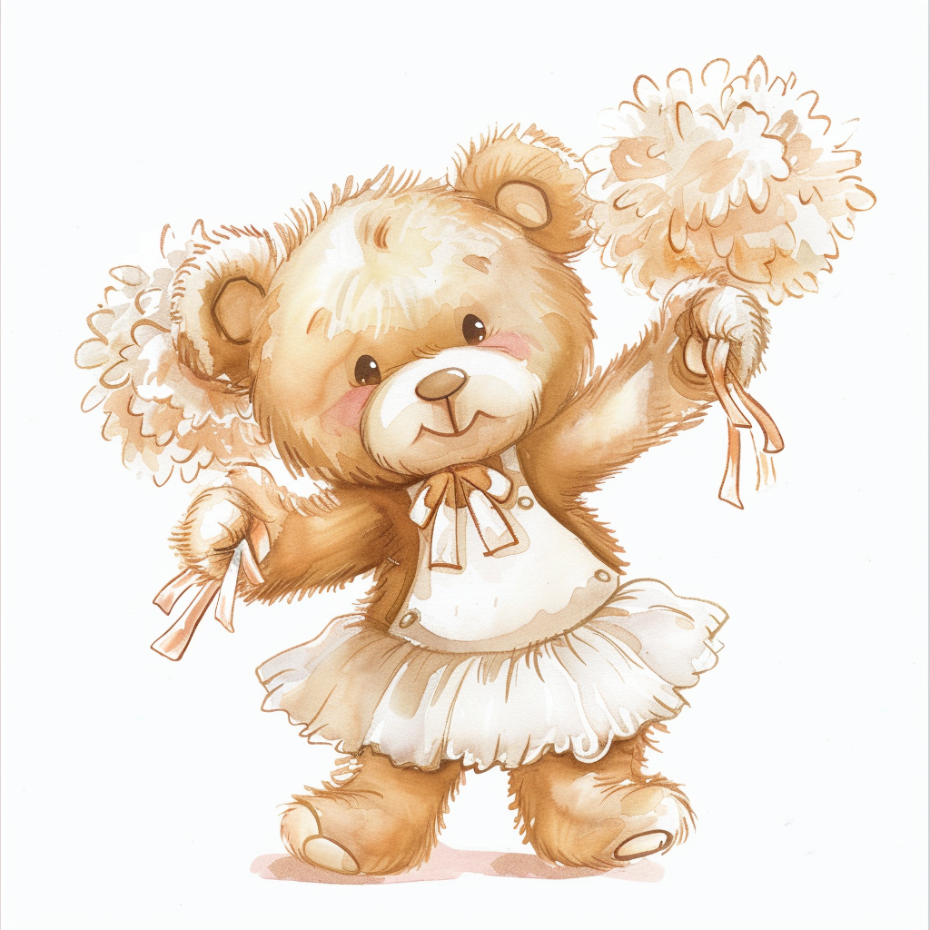 Adorable Teddy Bear Cheering Clipart