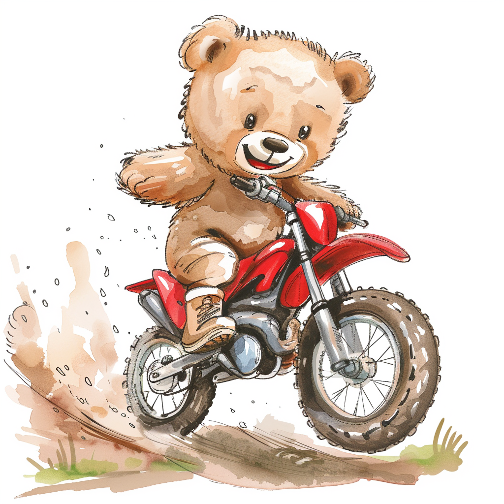 Smiling Teddy Bear Dirt Bike