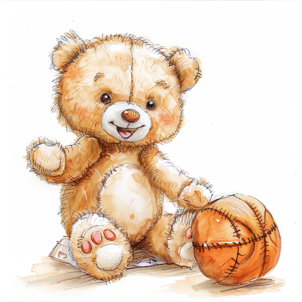 Teddy bear basketball dunk clipart