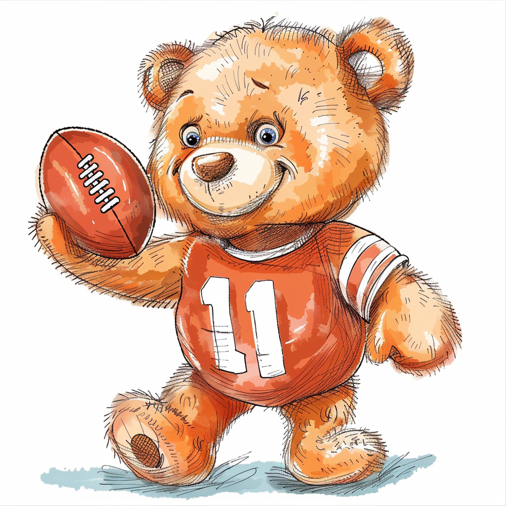 Cute Teddy Bear Football Clipart