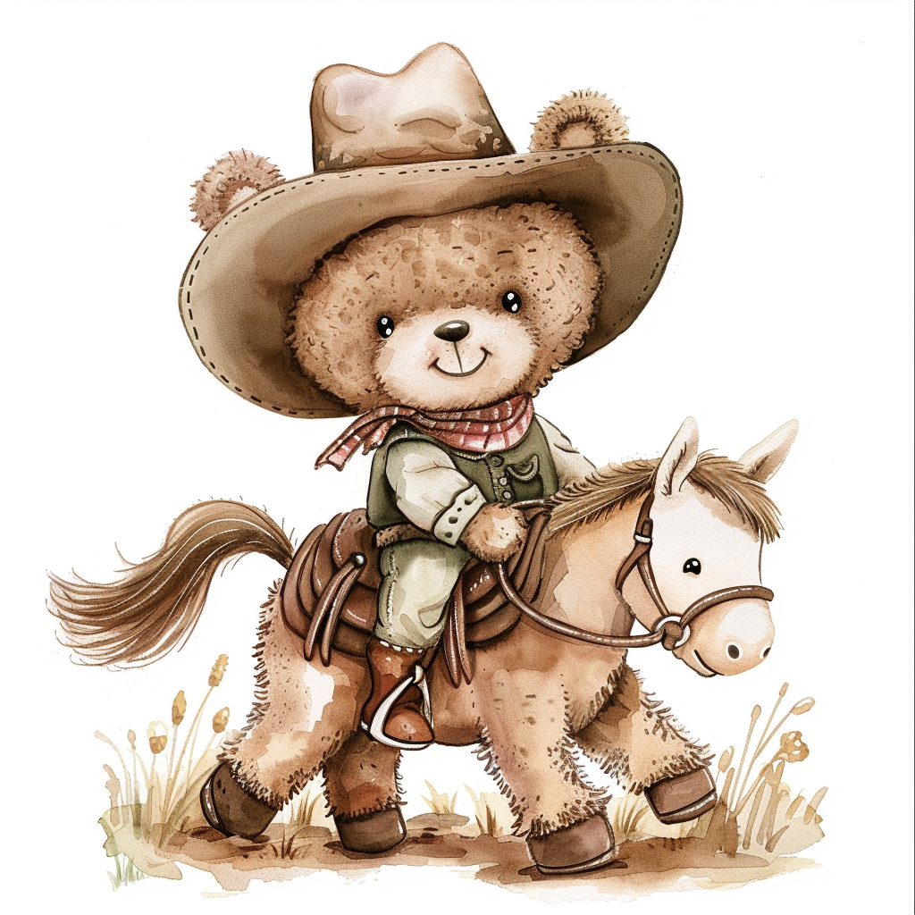 Smiling Teddy Bear Riding Horse