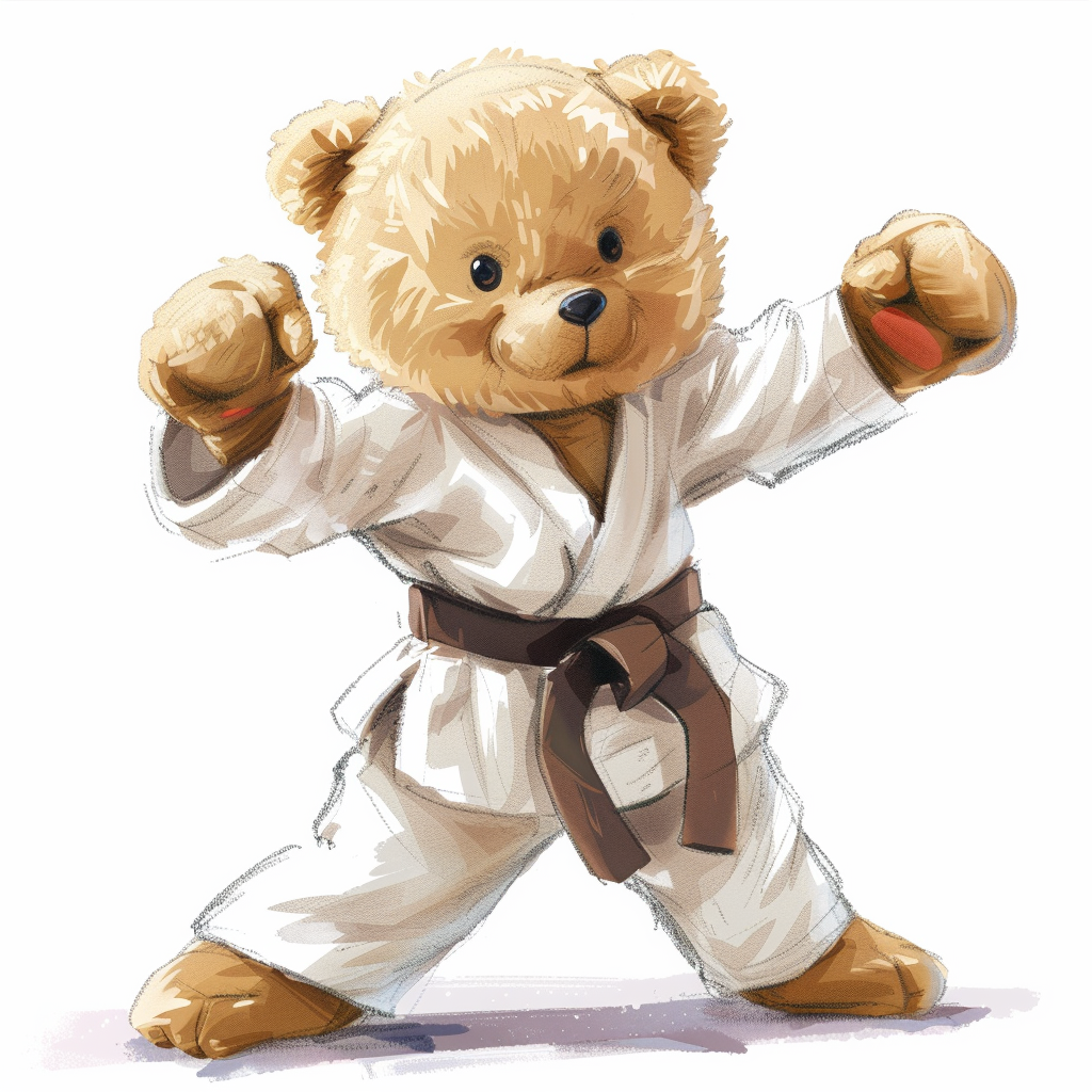 Cute Teddy Bear Karate Pose