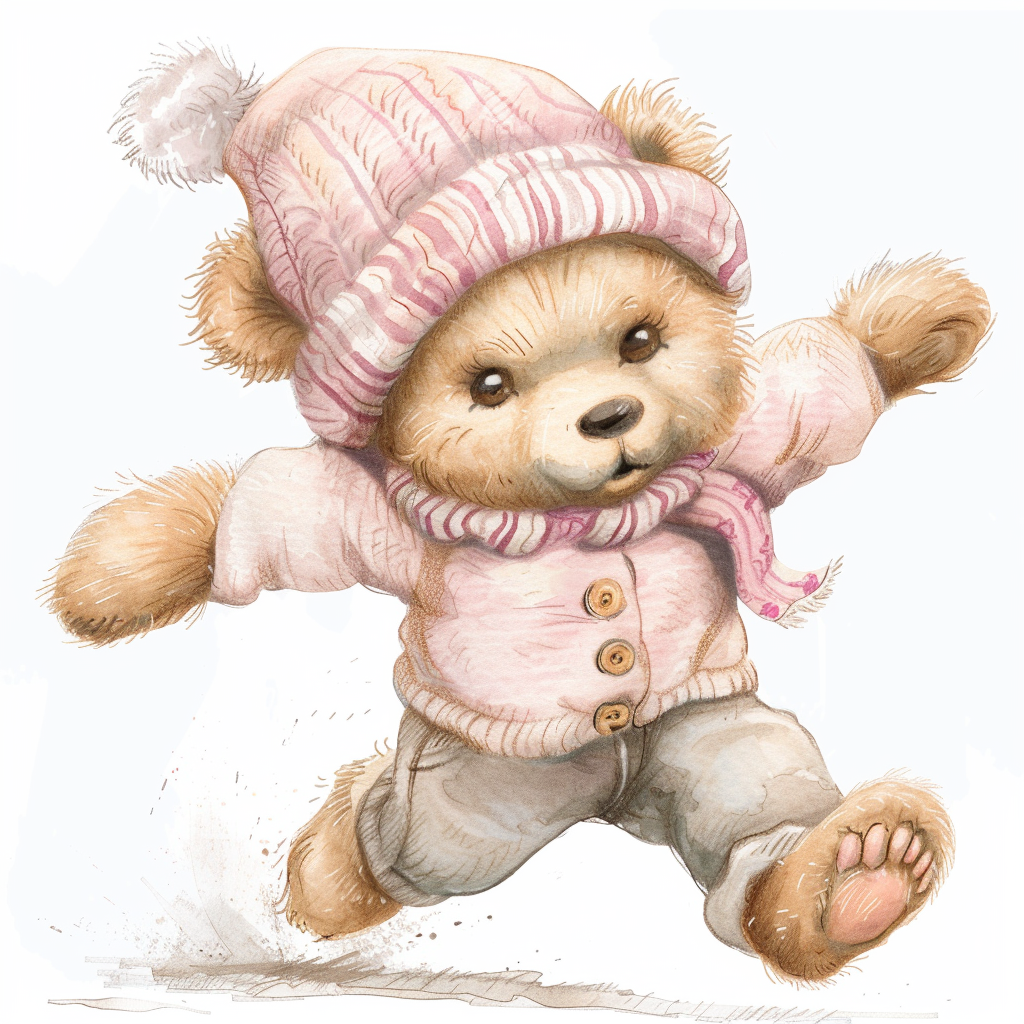 Cute Teddy Bear Running Clipart