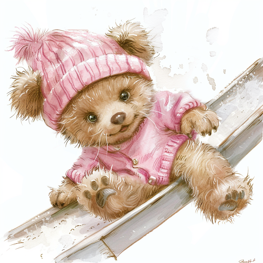 Cute Teddy Bear on Slide