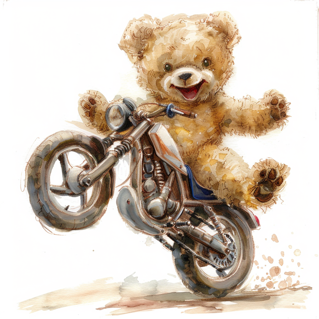 Cute Teddy Bear Riding Bike