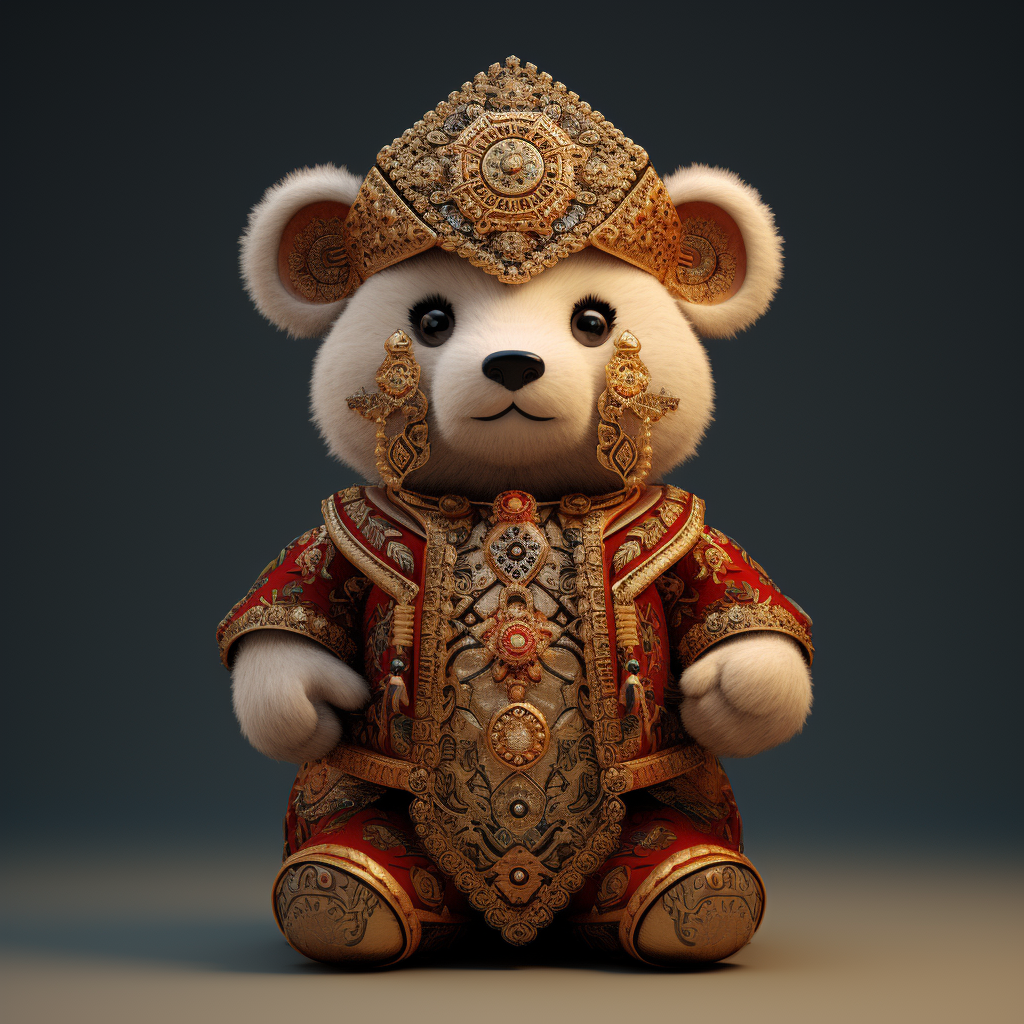 Cute teddy bear in traditional outfit