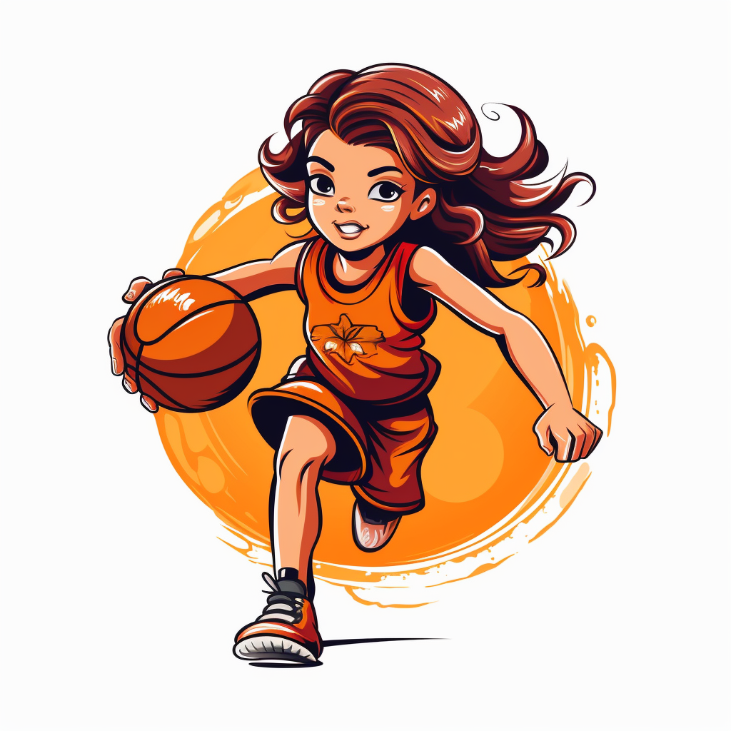 Cute teen girl playing basketball