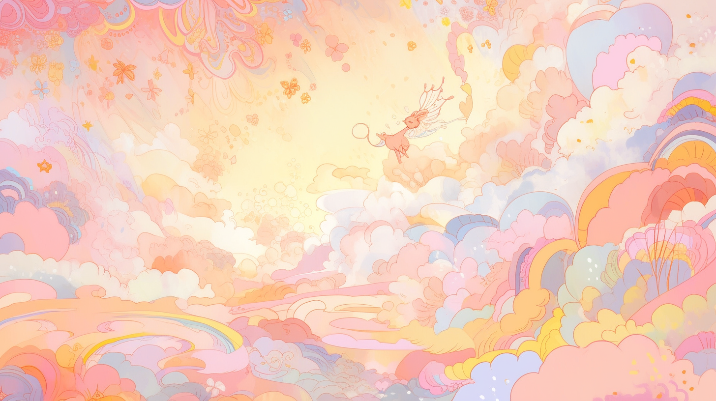 Cute and tender psychedelic fantastic background created with watercolors by a child