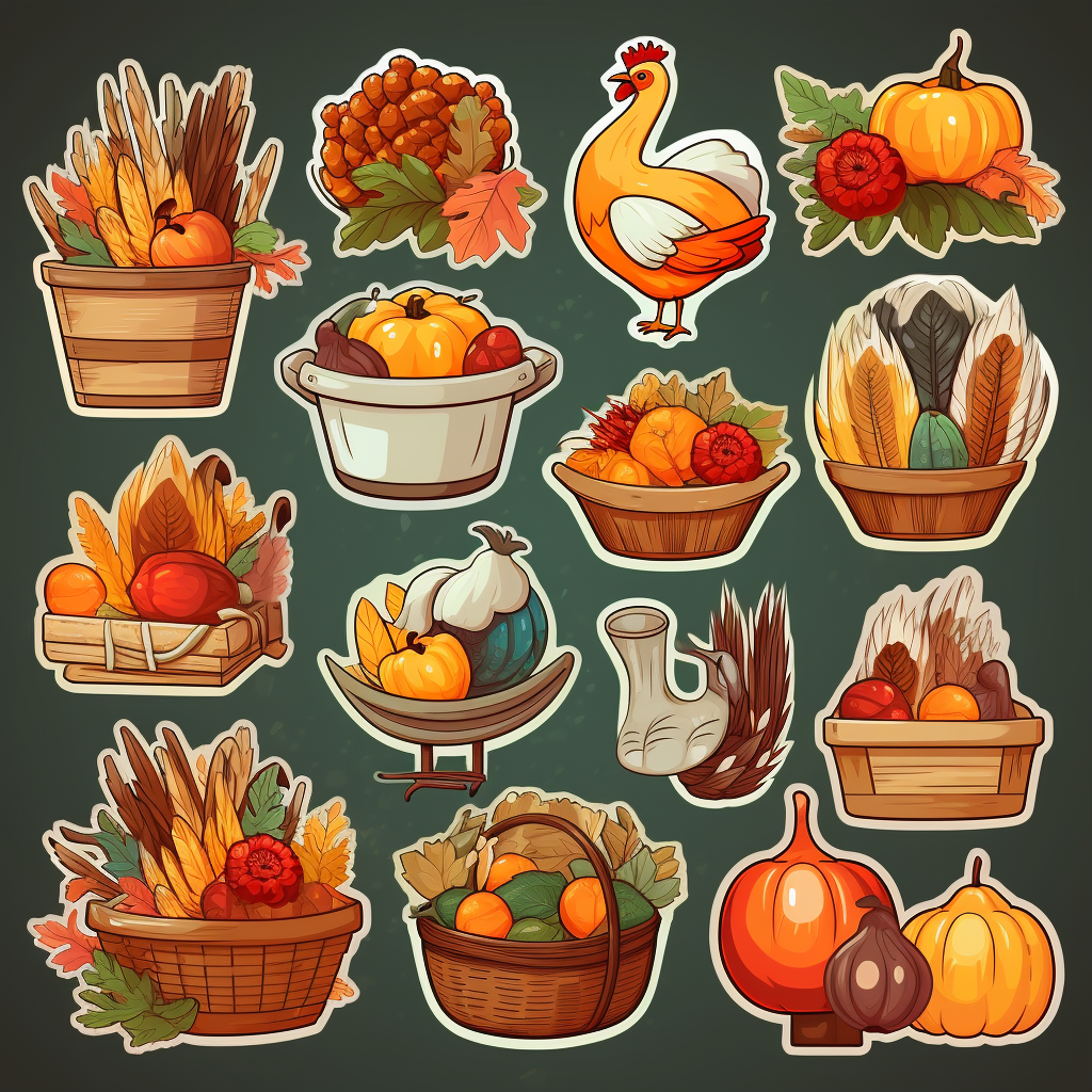 Thanksgiving themed cute stickers