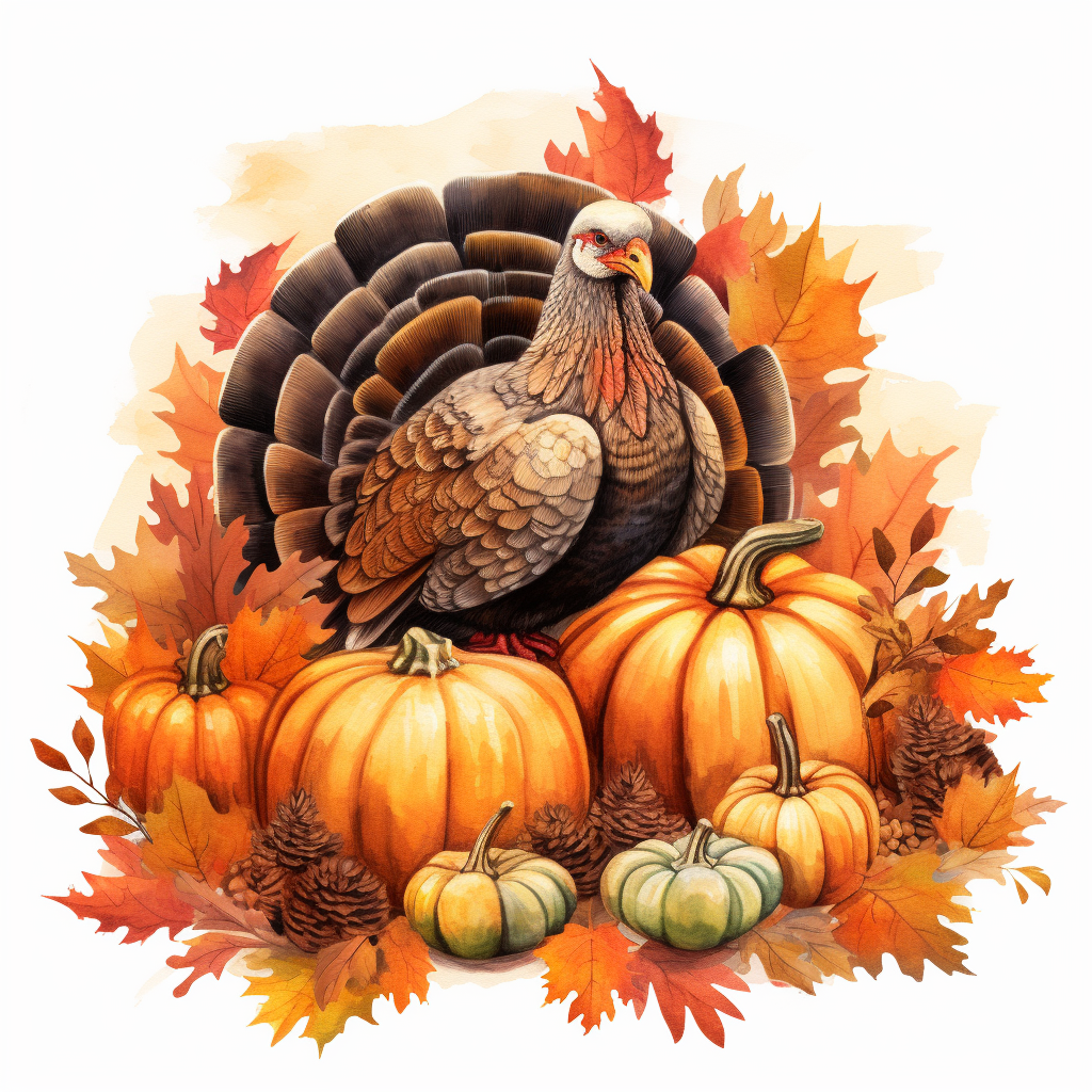 Adorable Thanksgiving turkey and pumpkins