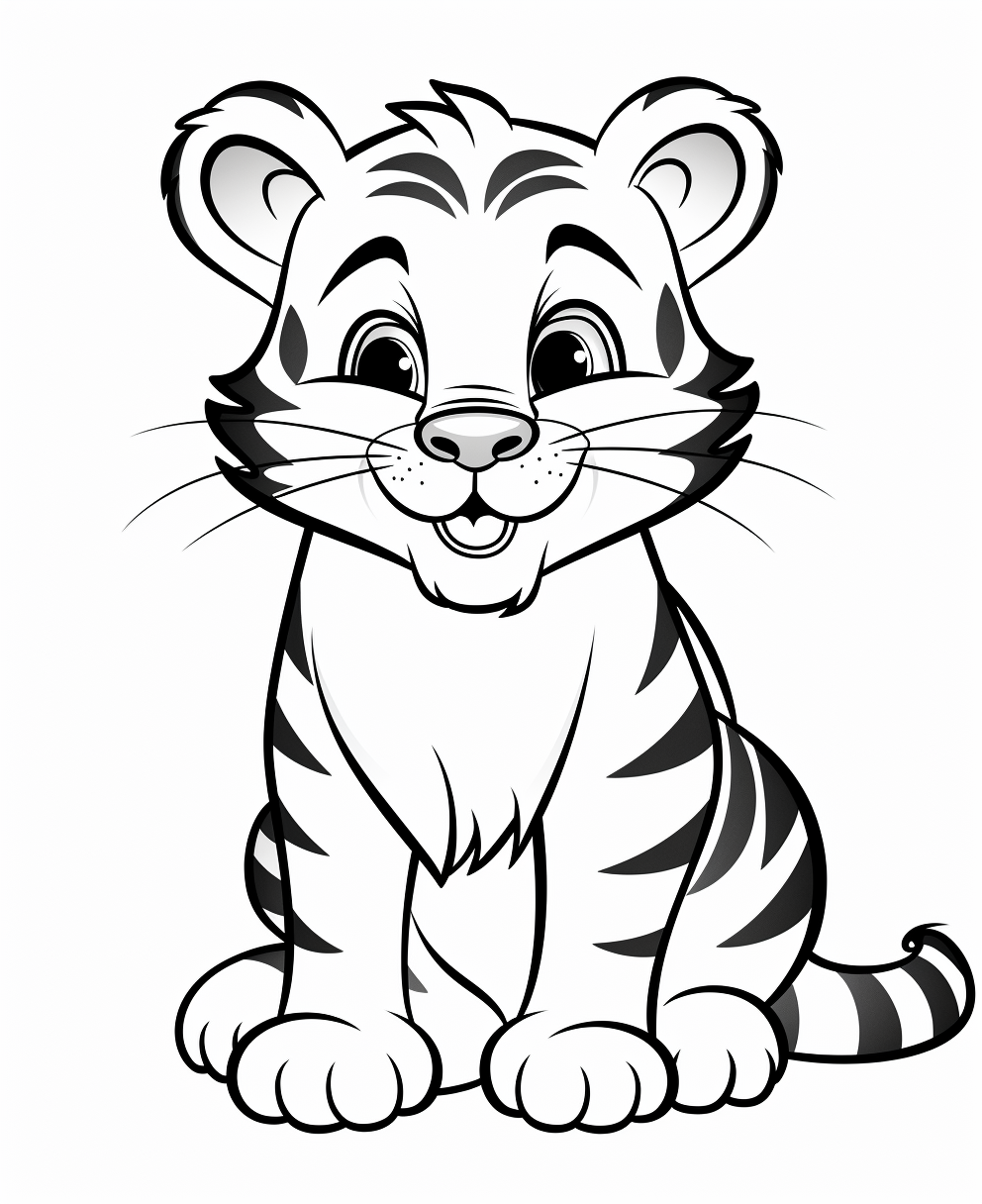 Adorable tiger cartoon coloring page