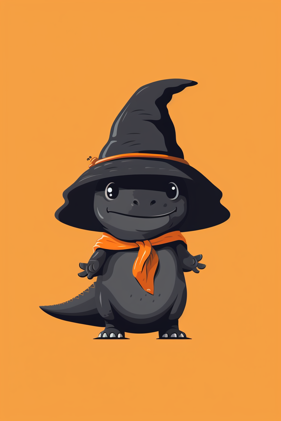 Cute T-rex dressed as Witch