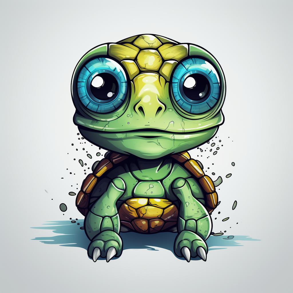 Funny cartoon of a cute turtle