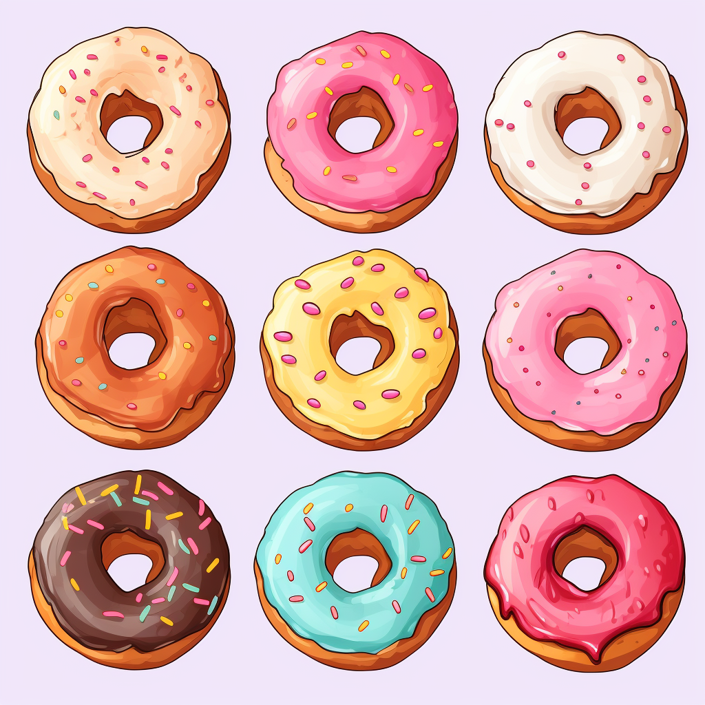 Colorful donuts clipart illustration