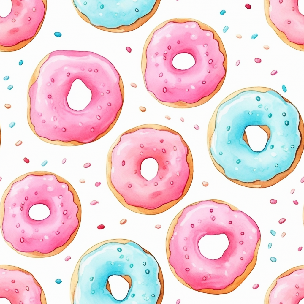 Watercolor donuts seamless pattern