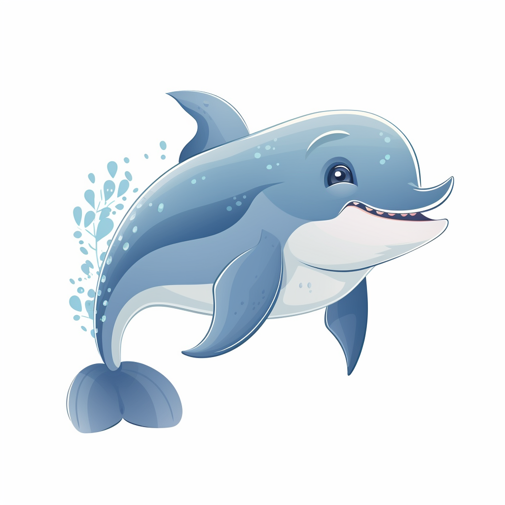 Cute Whale in Blue Gray White Palette