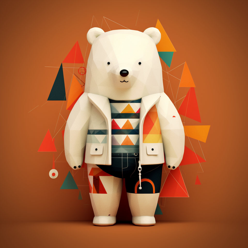 Cute white bear wearing shorts