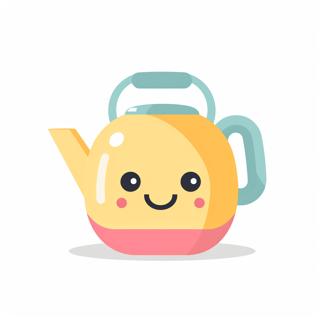 Cute white kettle on plain background